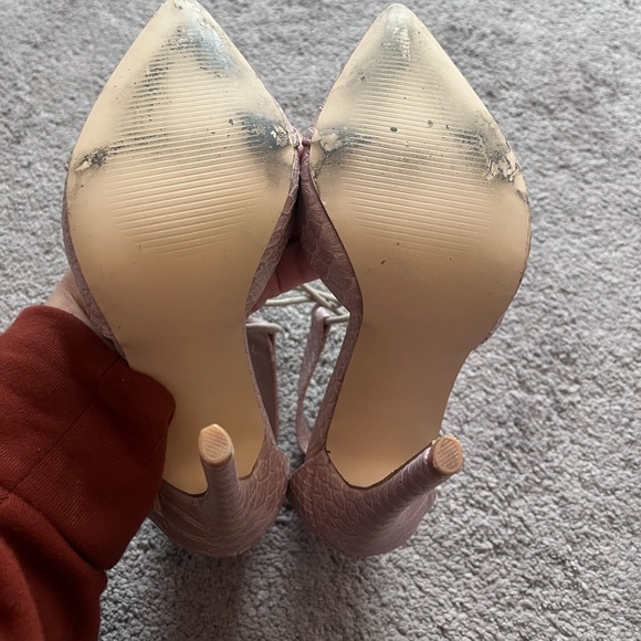 EUC Shoedazzle dusty rose snakeskin style heels with lace up detail - Picture 4 of 4